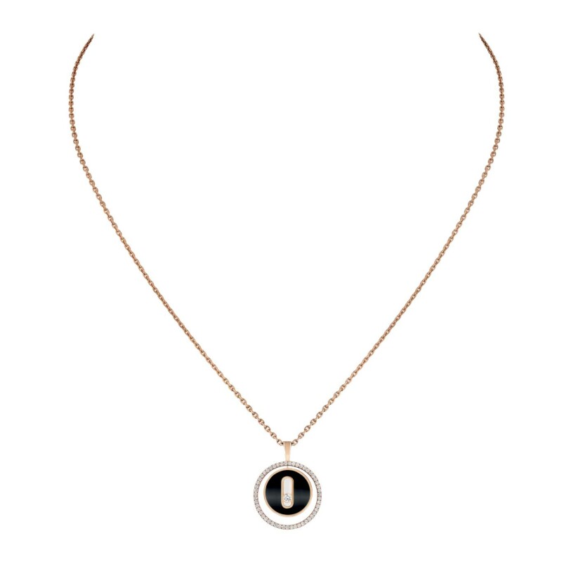 Messika Lucky Move  pink gold, diamonds and onyx necklace, PM