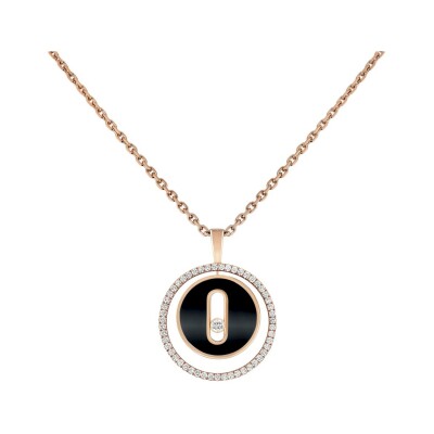 Collier Messika Lucky Move en or rose, diamants et onyx, PM