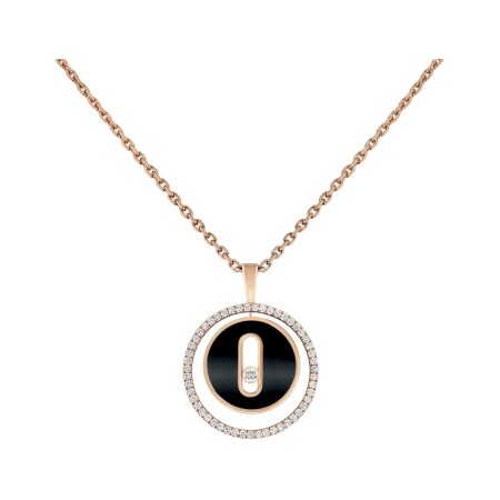 Messika Lucky Move  pink gold, diamonds and onyx necklace, PM