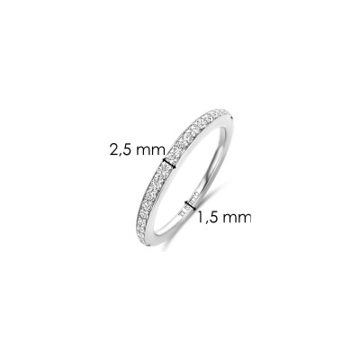 Bague Ti Sento en argent plaqué platine et oxydes de zirconium, taille 54