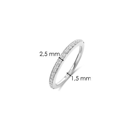 Bague Ti Sento en argent plaqué platine et oxydes de zirconium, taille 54