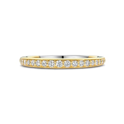 Bague Ti Sento en argent doré, argent plaqué platine et oxydes de zirconium, taille 54