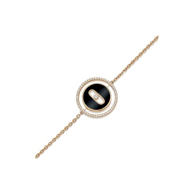 Bracelet Messika Lucky Move PM en or rose, onyx et diamants