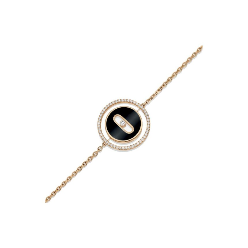 Messika Lucky Move in pink gold, diamonds and onyx bracelet, PM