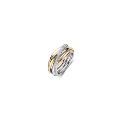 Bague Ti Sento en argent plaqué platine et oxydes de zirconium