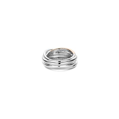 Bague Ti Sento en argent plaqué platine, argent plaqué or jaune, rose et oxyde de zirconium, taille 58