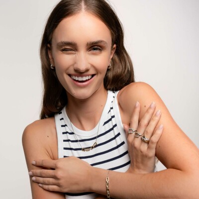 Bague Ti Sento en argent, argent doré et oxyde de zirconium