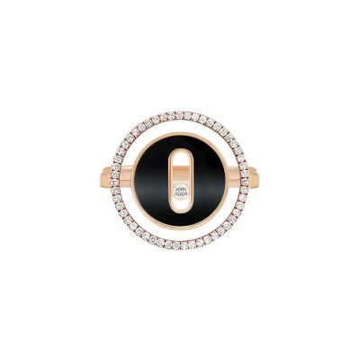 Bague Messika Lucky Move PM en or rose, onyx et diamants