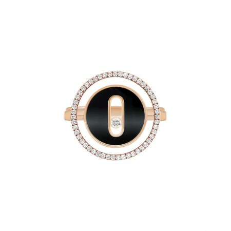 Messika Lucky Move pink gold, diamonds and onyx ring, PM