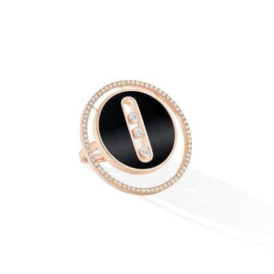 Bague Messika Lucky Move en or rose et diamants et onyx