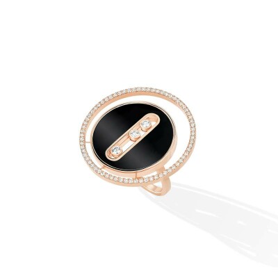 Bague Messika Lucky Move en or rose et diamants et onyx