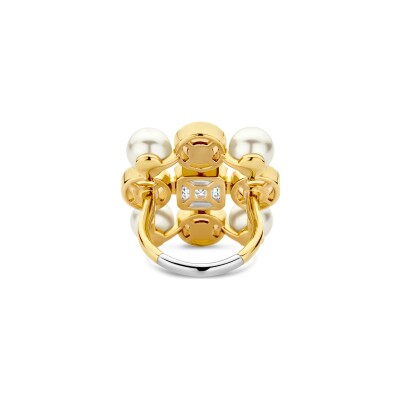 Bague Ti Sento en argent doré et perle d'imitation, taille 50