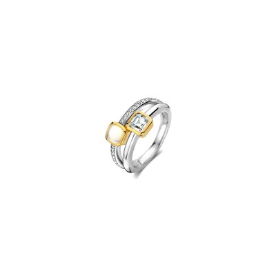 Bague Ti Sento en argent, argent doré et nacre