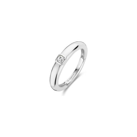 Bague Ti Sento en argent plaqué platine et oxydes de zirconium, taille 54