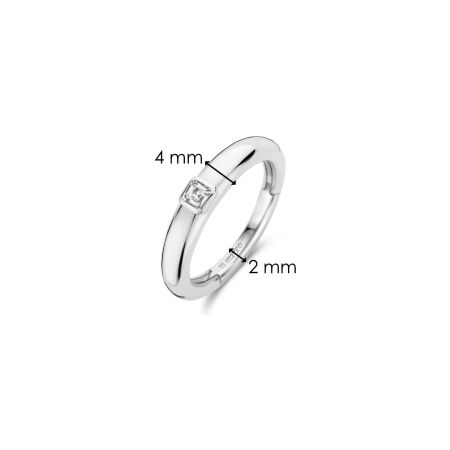 Bague Ti Sento en argent plaqué platine et oxydes de zirconium, taille 54