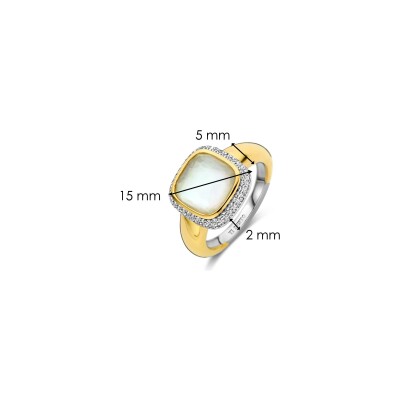 Bague Ti Sento en argent doré et nacre, taille 56