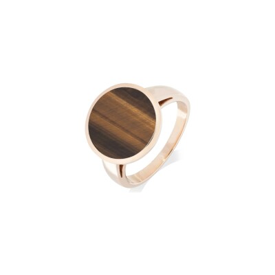 Bague Cesare Pompanon Buona Fortuna Solo en or rose et oeil de tigre