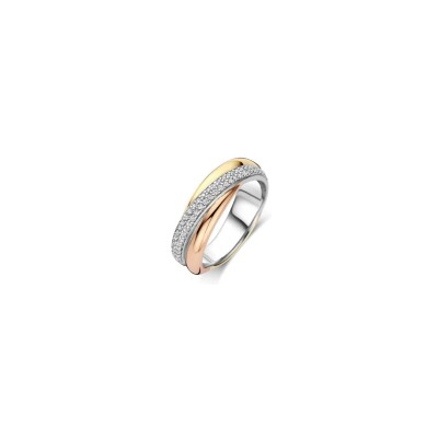 Bague Ti Sento en argent plaqué platine et oxydes de zirconium