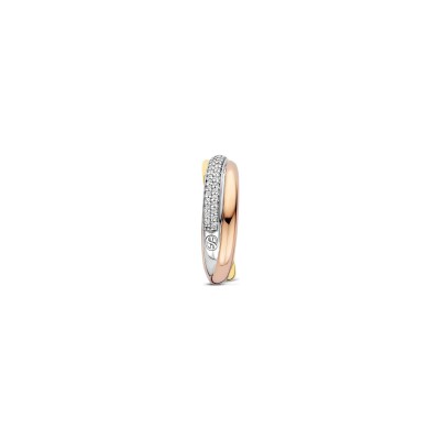 Bague Ti Sento en argent plaqué platine, argent plaqué or jaune, rose et oxyde de zirconium, taille 56