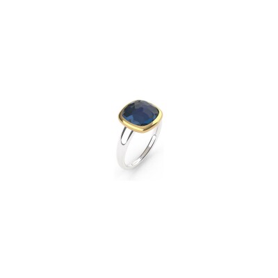 Bague Ti Sento en argent doré, argent et cristal synthétique bleu