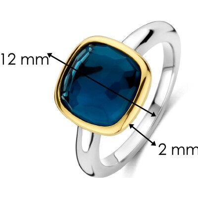 Bague Ti Sento en argent doré, argent et cristal synthétique bleu