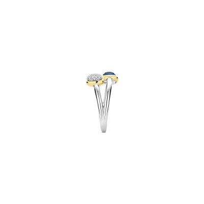 Bague Ti Sento en argent doré et cristal synthétique bleu