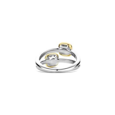 Bague Ti Sento en argent doré et cristal synthétique bleu