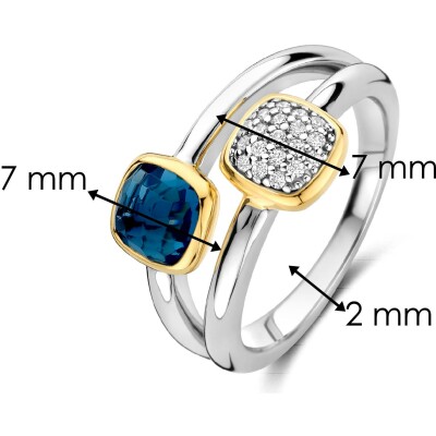 Bague Ti Sento en argent doré et cristal synthétique bleu