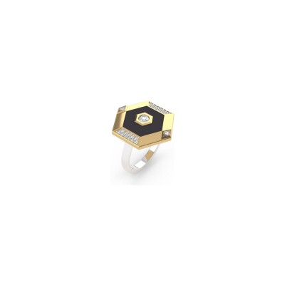 Bague Ti Sento en argent doré et zircons, taille 56