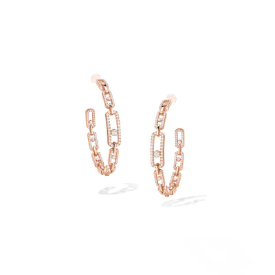 Boucles d'oreilles créoles Messika Move Link Moyen modèle en or rose et diamants