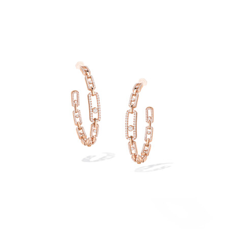 Messika Move Link medium model hoop earrings, rose gold and diamonds