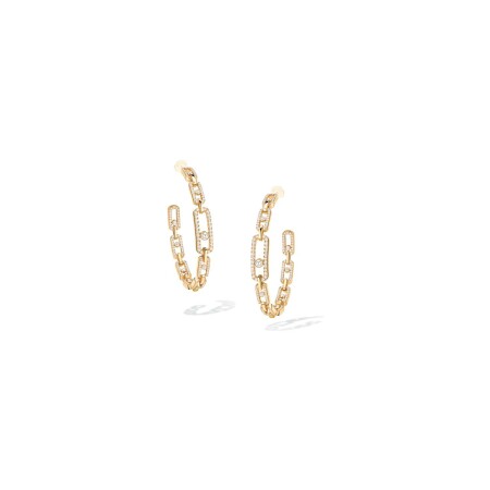 Messika Move Link medium model hoop earrings, yellow gold and diamonds