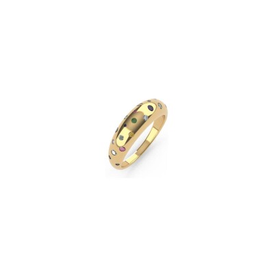 Bague Ti Sento en argent doré et pierres de couleurs