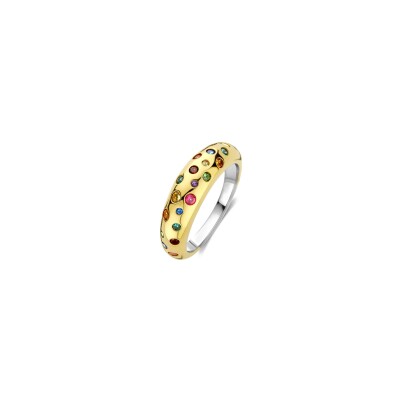 Bague Ti Sento en argent doré et pierres de couleurs