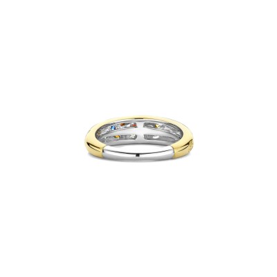 Bague Ti Sento en argent doré et pierres de couleurs
