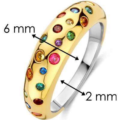 Bague Ti Sento en argent doré et pierres de couleurs