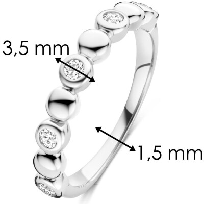 Bague Ti Sento en argent plaqué platine et oxyde de zirconium, taille 54