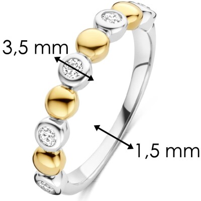 Bague Ti Sento en argent doré et oxyde de zirconium, taille 50