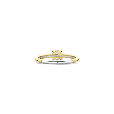 Bague Ti Sento en argent doré et oxyde de zirconium, taille 52