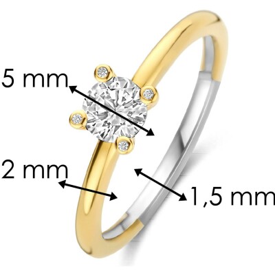 Bague Ti Sento en argent doré et oxyde de zirconium, taille 52