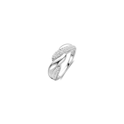 Bague Ti Sento en argent plaqué platine et oxyde de zirconium, taille 54