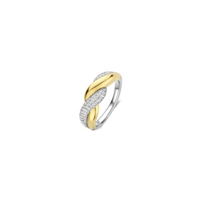 Bague Ti Sento en argent doré et oxyde de zirconium, taille 54