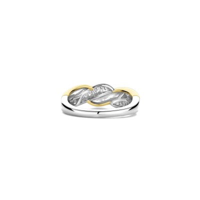 Bague Ti Sento en argent doré et oxyde de zirconium, taille 54