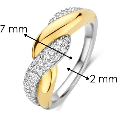 Bague Ti Sento en argent doré et oxyde de zirconium, taille 54