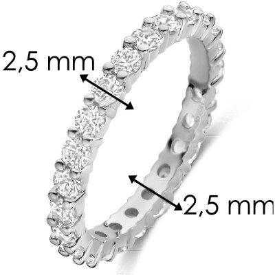 Bague Ti Sento en argent plaqué platine et oxyde de zirconium, taille 56