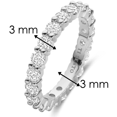 Bague Ti Sento en argent plaqué platine et oxyde de zirconium, taille 54