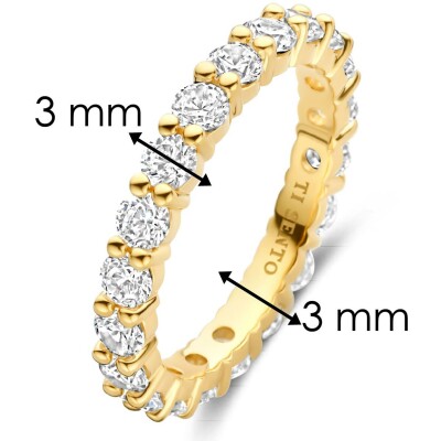 Bague Ti Sento en argent doré et oxyde de zirconium, taille 58