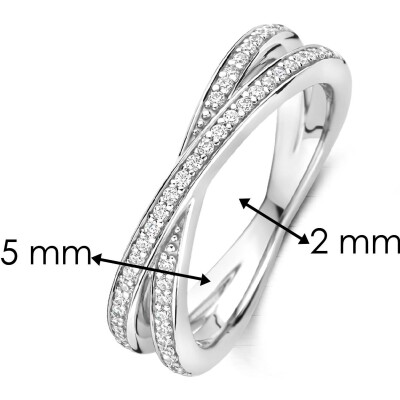 Bague Ti Sento en argent plaqué platine et oxyde de zirconium, taille 54