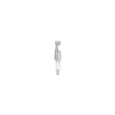 Bague Ti Sento en argent plaqué platine et oxyde de zirconium, taille 52