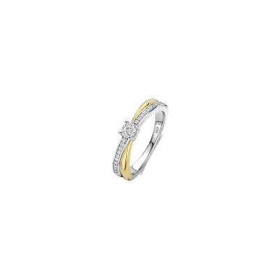 Bague Ti Sento en argent doré et oxyde de zirconium, taille 54